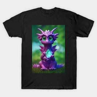 Purple Dragon with Crystal T-Shirt